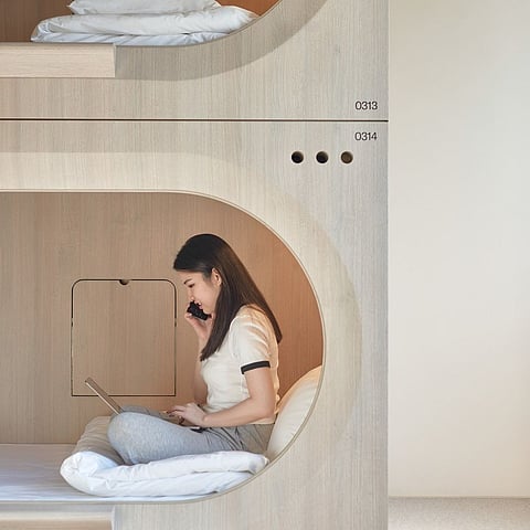 The capsule rooms in KINN